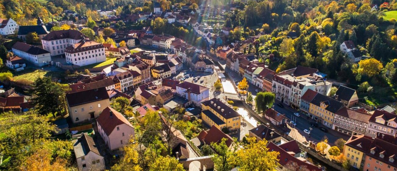 Blick auf Stadtroda von oben